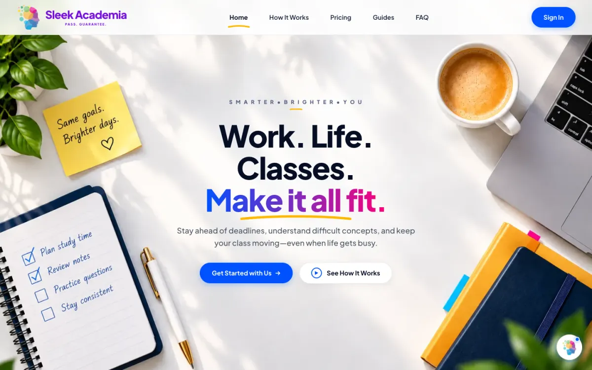 Sleek Academia homepage